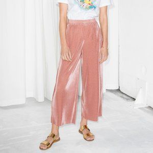 & other stories metallic pleated pants
